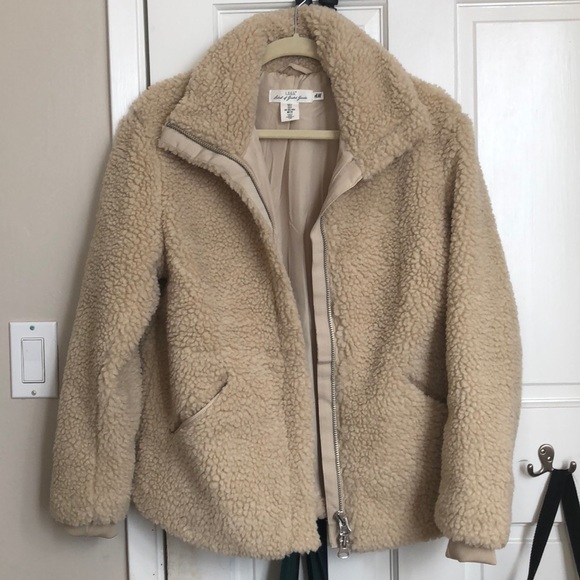 H&M Jackets & Blazers - H&M teddy bear pile fuzzy ball coat jacket